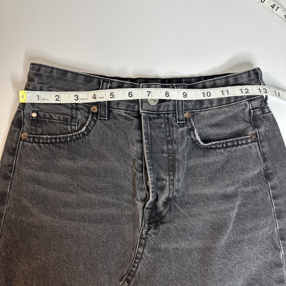 H&M Womens Size 4 Black Denim Mini Skirt High Waisted Distressed Frayed Jean - Picture 8 of 10
